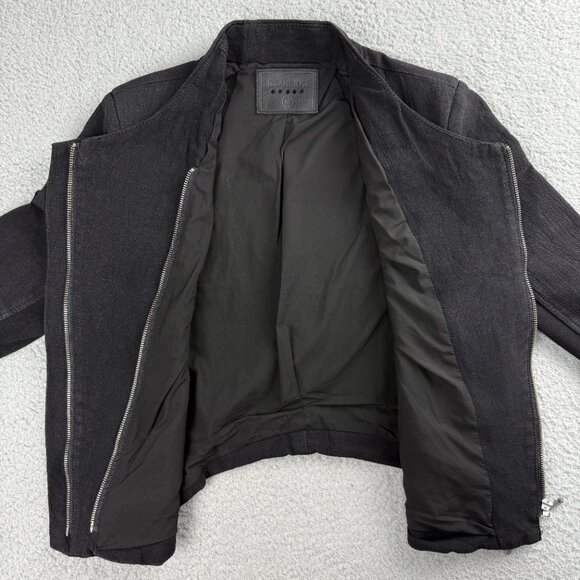 Blank NYC Jacket Womens Medium M Black Moto Asymmetrical Zip Cuff Mesh Biker - Picture 4 of 11